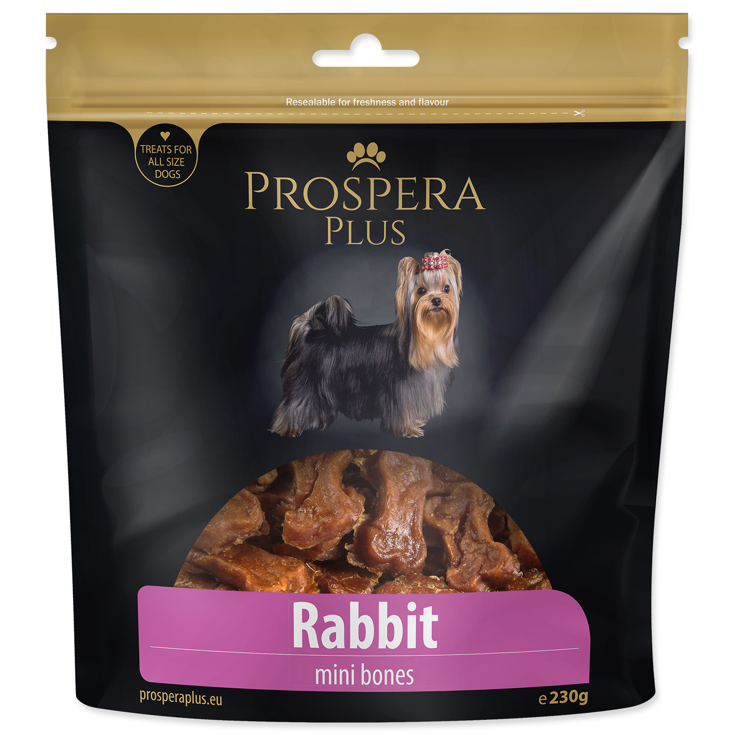 Pochoutka PROSPERA Plus mini kosti z králíčího masa 230g