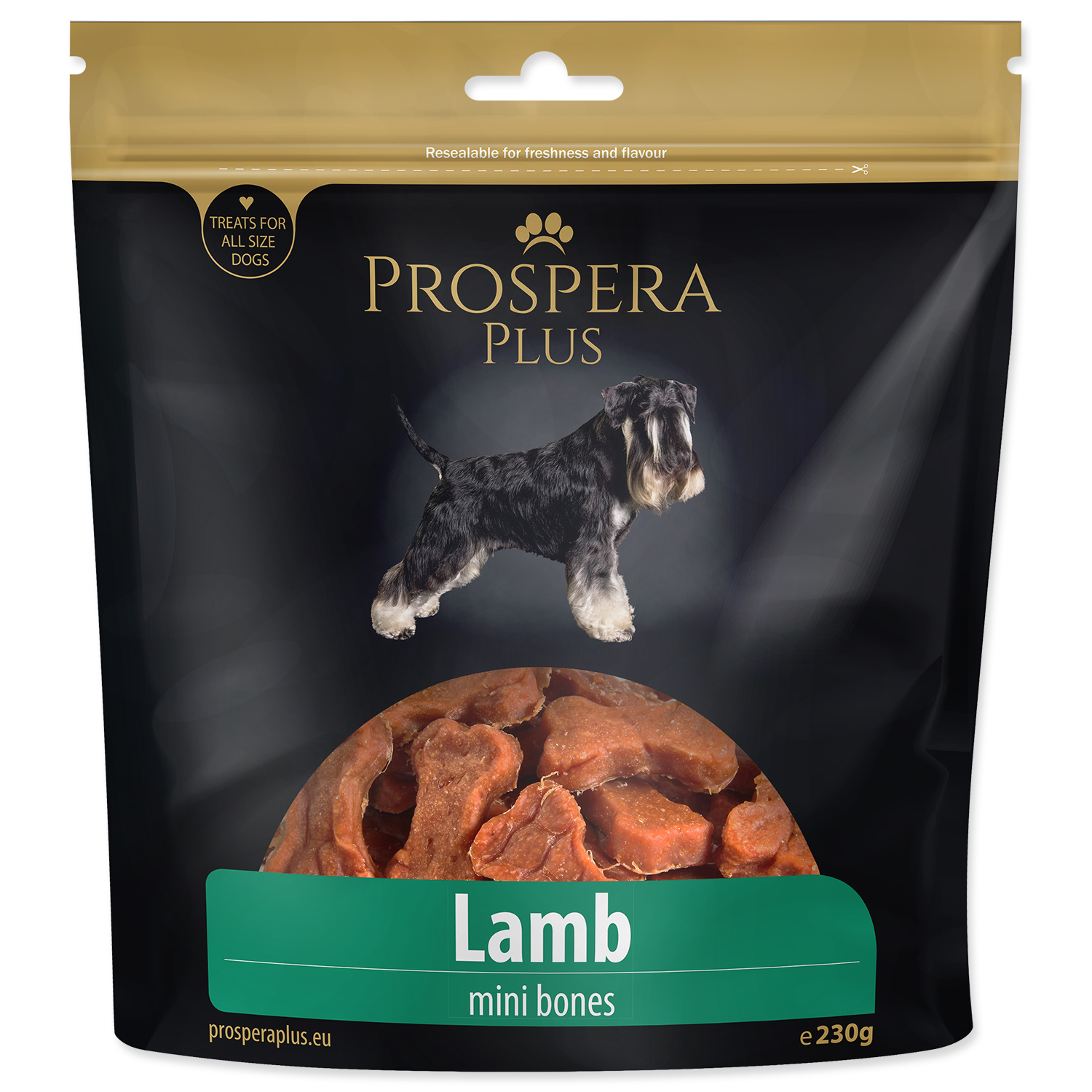 Pochoutka PROSPERA Plus mini kosti z jehněčího masa 230g