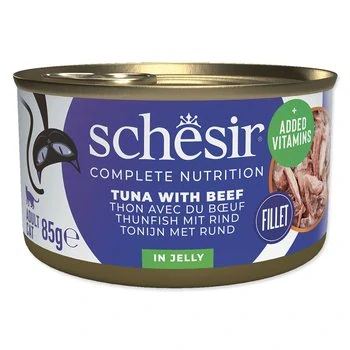 Konzerva SCHESIR Cat tuňák+hovězí v želé 85g