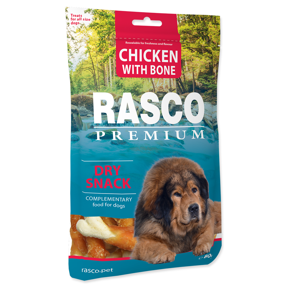 Pochoutka RASCO Premium kosti obalené kuřecím masem 80g