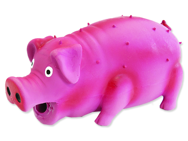Hračka DOG FANTASY Latex prase chrochtající mix barev 10 cm 1ks