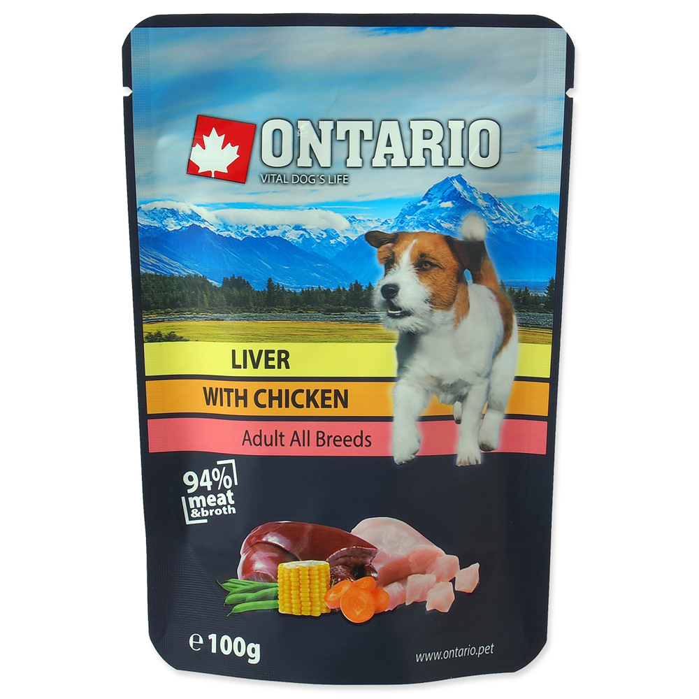 Kapsička ONTARIO Dog Liver with Chicken in Broth 100g