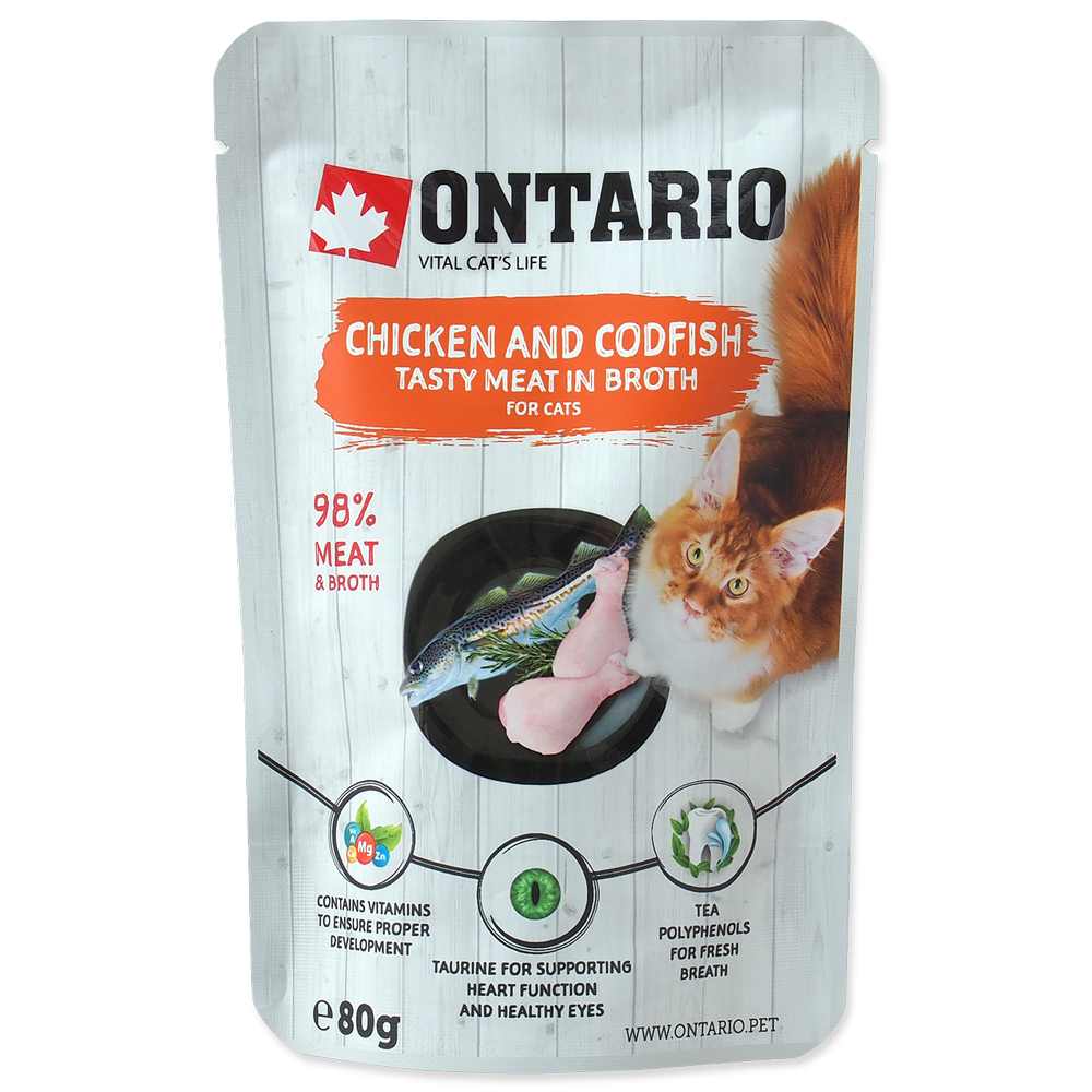 Kapsička ONTARIO Cat Chicken and Pollock in Broth 80g