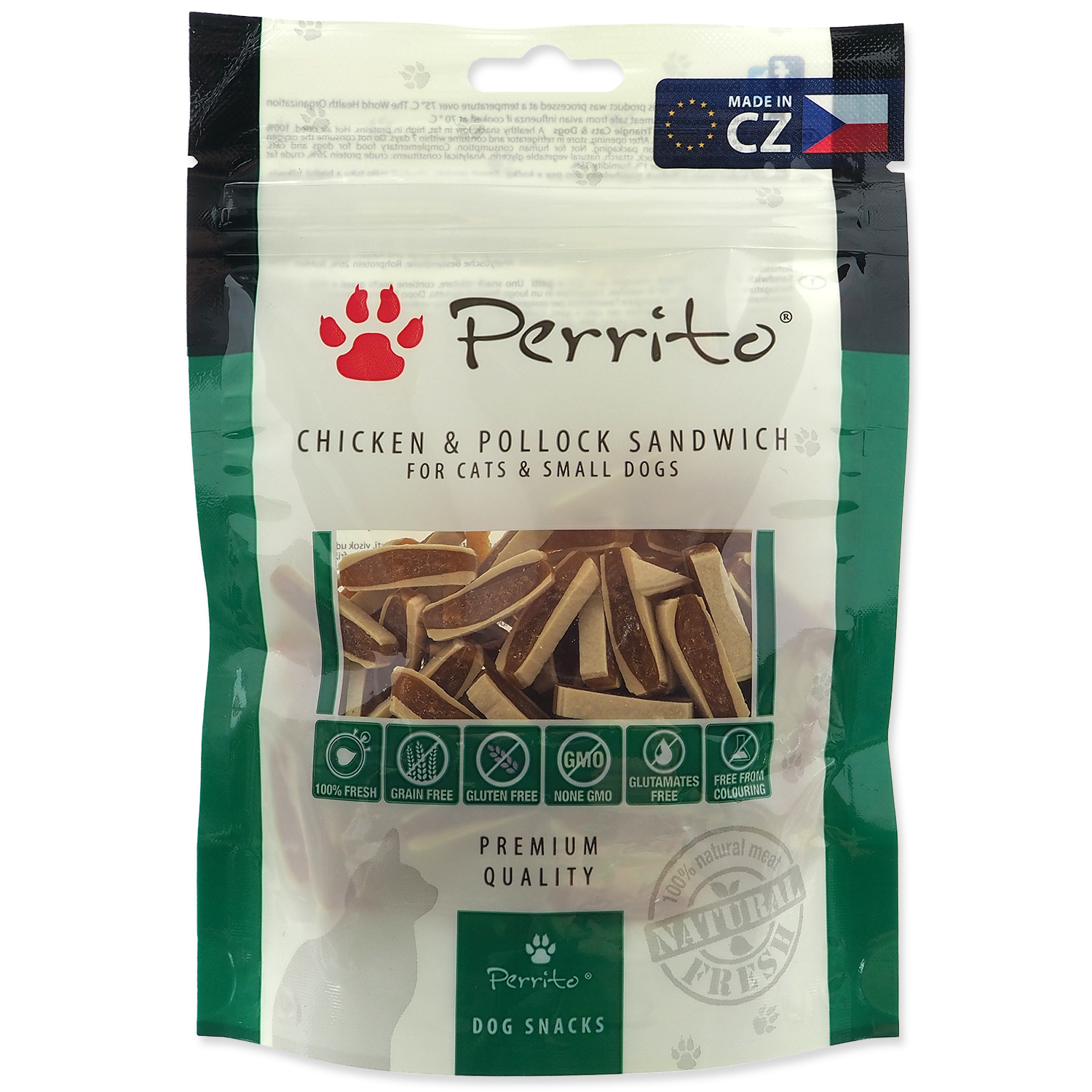 Pochoutka PERRITO Chicken & Pollock sandwich 100g