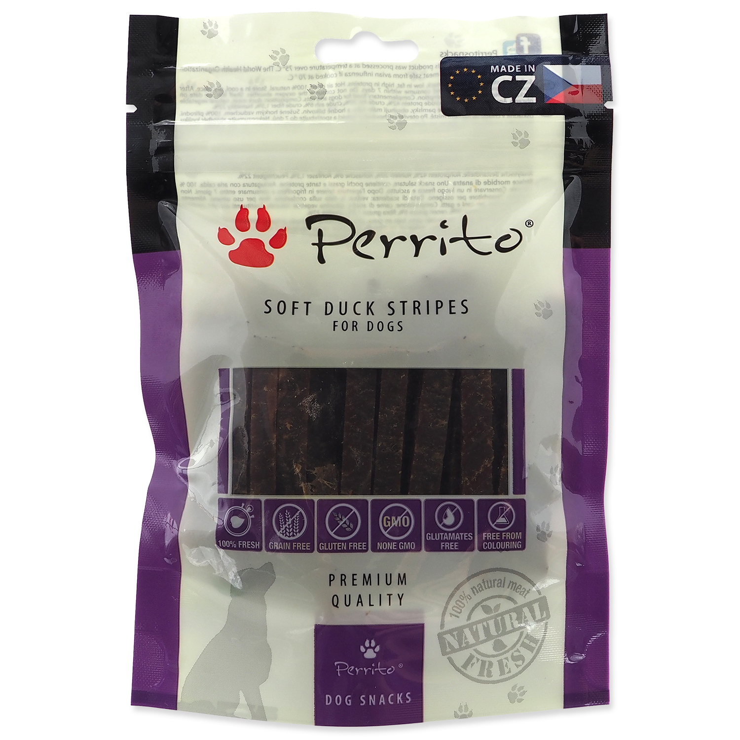 Pochoutka PERRITO Duck Soft stripes 100g