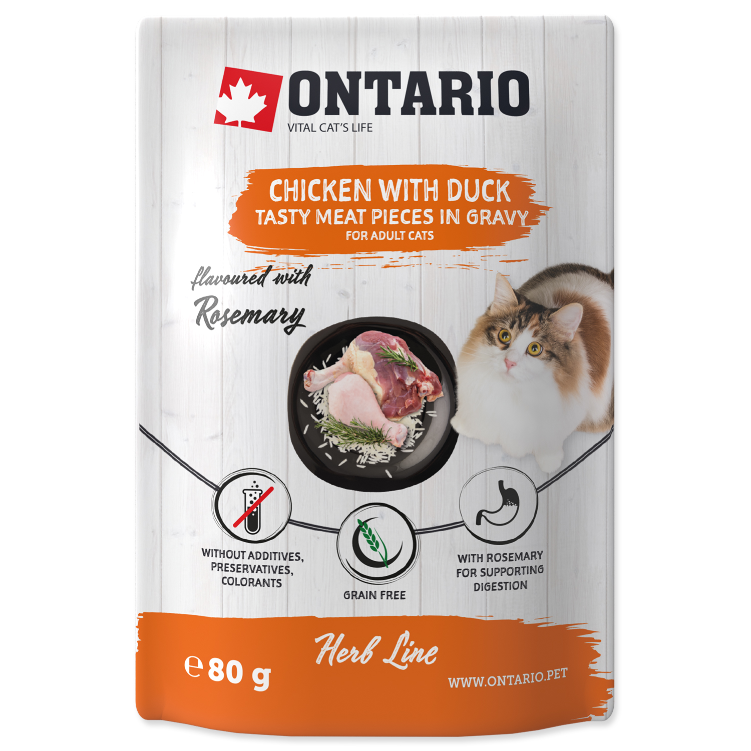 Ontario kapsička cat Herb - Chicken with Duck, Rice and Rosemary 80g