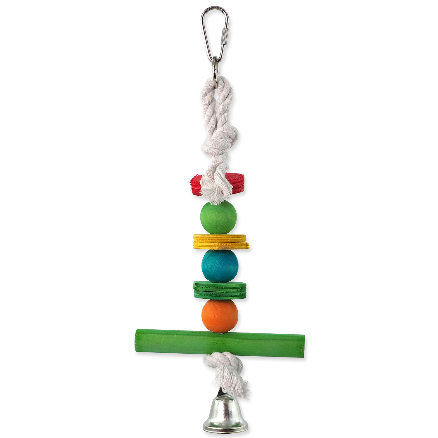 Hračka BIRD JEWEL závěsná dřevěná - hrazda se zvonkem 30cm