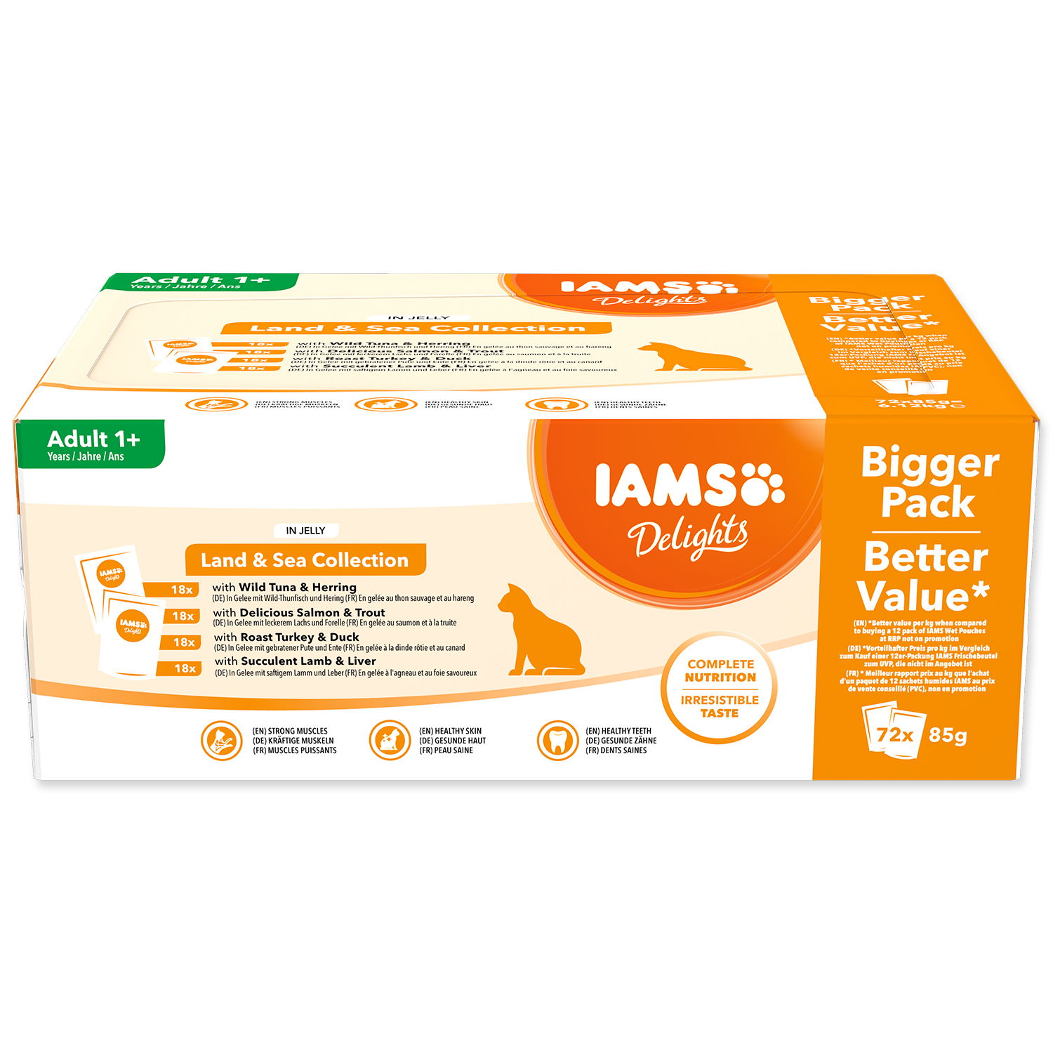 Kapsičky IAMS Delights mořské a suchozem. maso v želé multipack (72x85g) 6120g