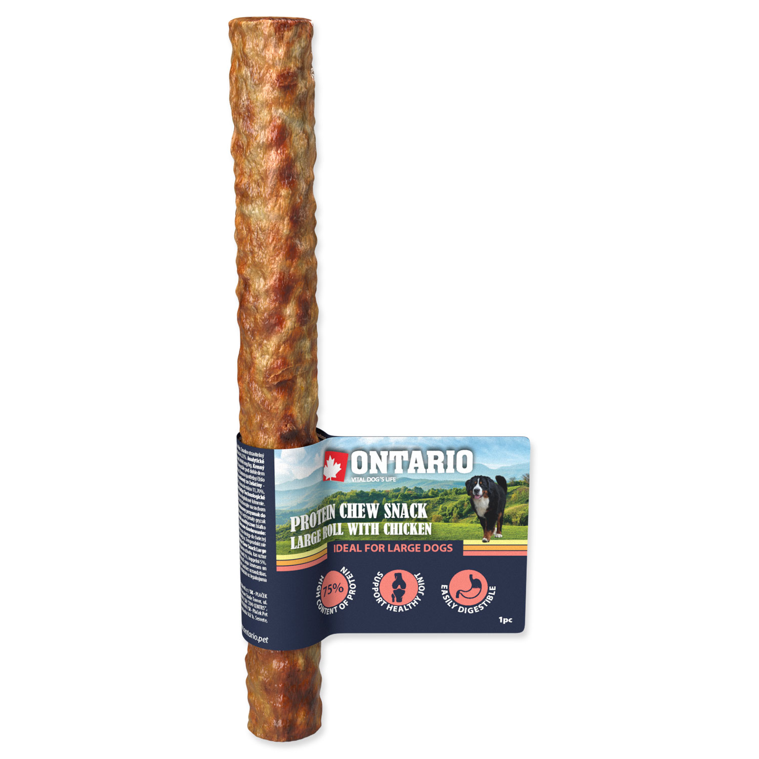 ONTARIO Protein žvýkací pamlsek velká rolka s kuřecím 25,4cm