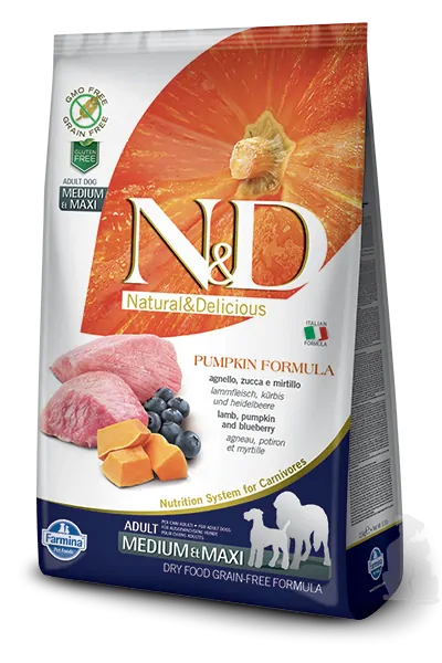 N&D Pumpkin Dog Adult M/L Lamb & Blueberry 2,5kg
