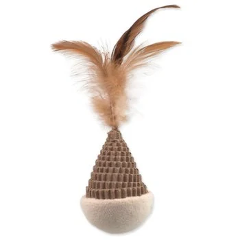 Hračka Magic Cat Natural Fun kužel s pírky karton/plyš bílá 6cm