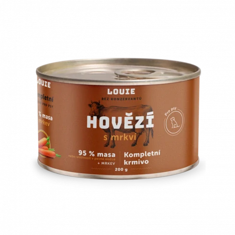 Konzerva Louie hovězí s mrkví, vitamíny a minerály 200g