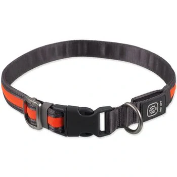 Obojek Dog Fantasy USB LED nylonový svítící M-L oranžový 2,5x45-65cm