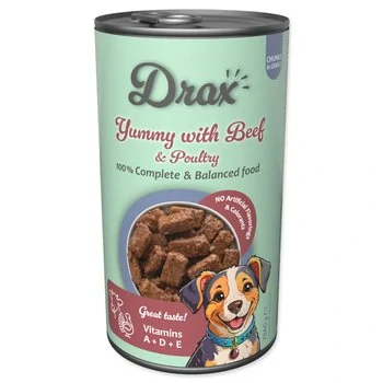 Konzerva Drax Adult s hovězím a drůbežím 415g