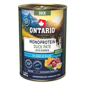 Konzerva Ontario Adult monoprotein kachní pate s dýní 400g