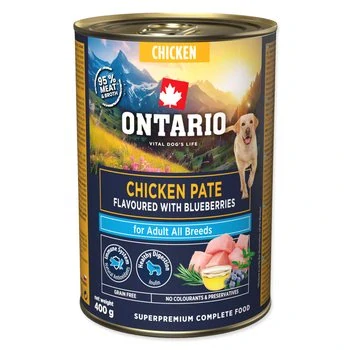 Konzerva Ontario Adult kuřecí pate s příchutí borůvek 800g