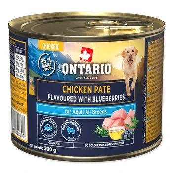 Konzerva Ontario Adult kuřecí pate s příchutí borůvek 200g