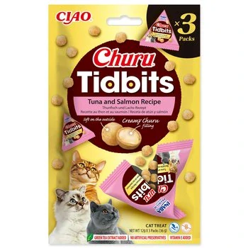 Pochoutka Churu Tidbits tuňák a losos 3x12g