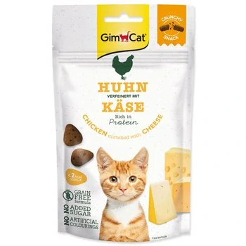 Pochoutka GimCat Crunchy Snacks kuře a sýr 50g