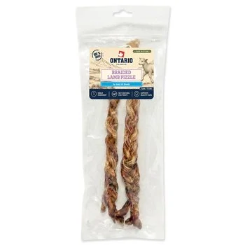 Pochoutka Ontario Pure Nature jehněčí penis pletený sušený 2ks 15cm