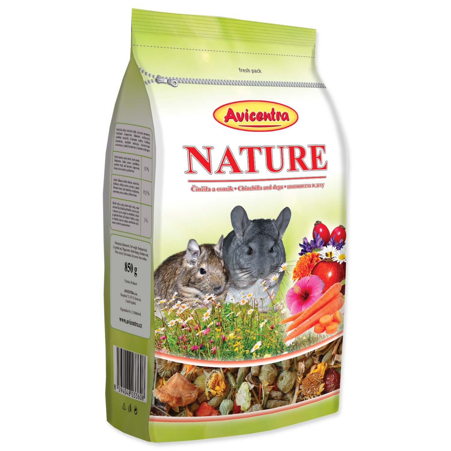 AVICENTRA premium pro činčily a osmáky 850g