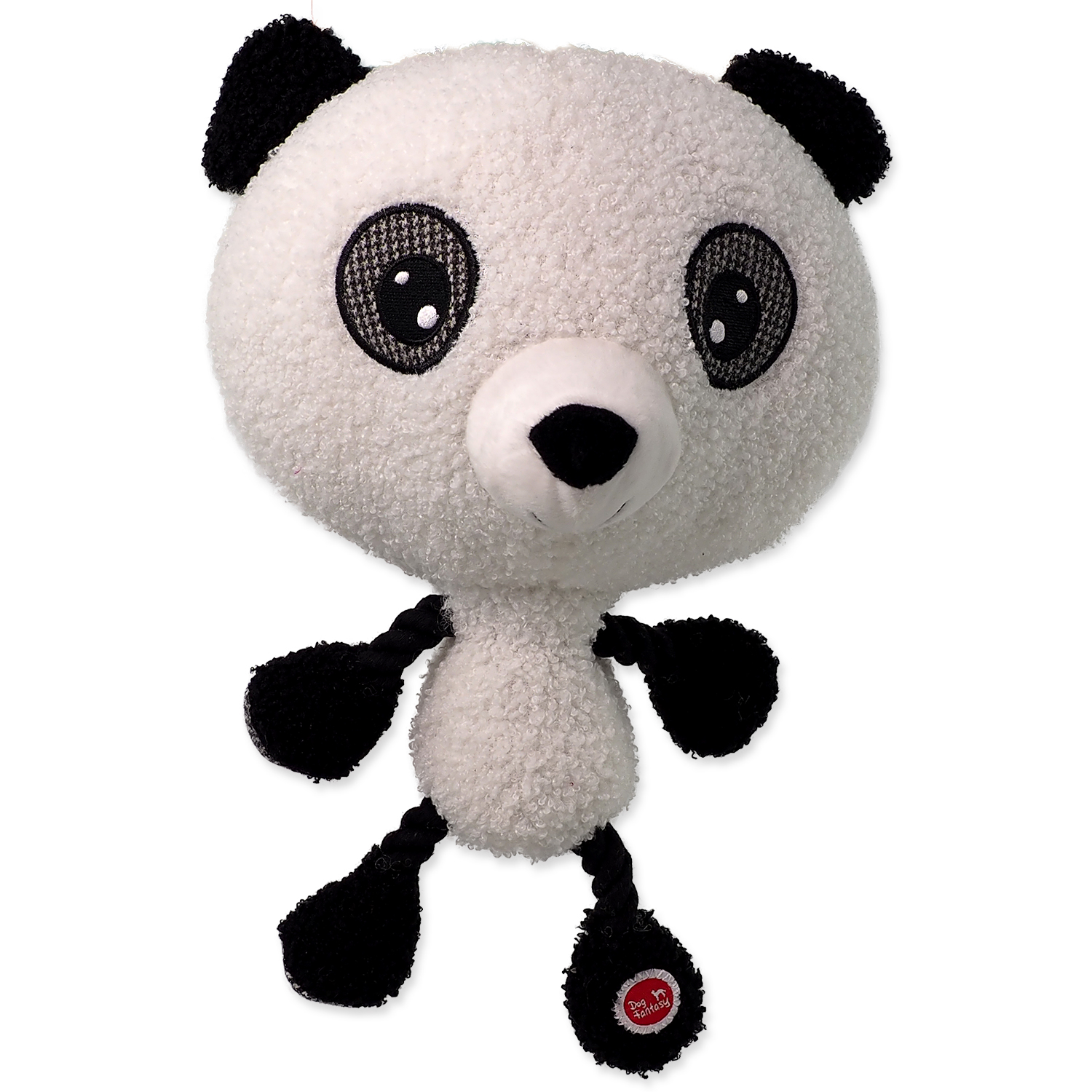 Hračka DOG FANTASY Big head panda plyšová pískací 30cm