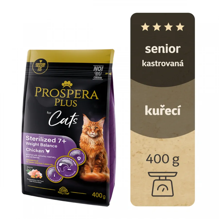 Krmivo Prospera Plus Sterilized 7+ Chicken Weight Balance 0,4kg
