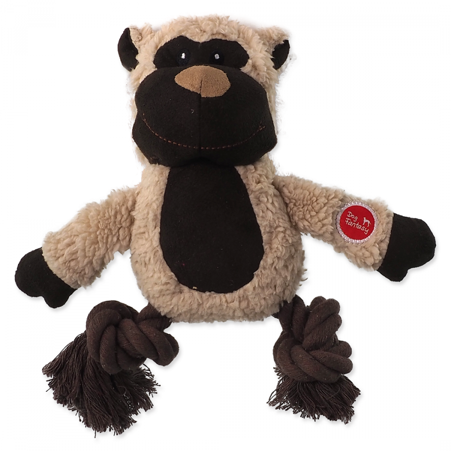 Hračka Dog Fantasy Snuggle mix zvířat s provazy a pískátkem 21cm