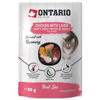 Ontario kapsička cat Herb - Kitten Chicken with Liver, Sweet Potatoes, Rice and Rosemary 80g