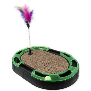 Škrabadlo MAGIC CAT s koulodráhou a pružinou s pírky - černé 40cm
