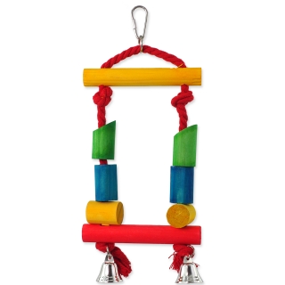  Houpačka BIRD JEWEL dřevěná s lanem barevná 25cm