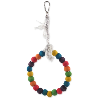 Houpačka BIRD JEWEL dřevěná s lanem barevná kruh 15cm