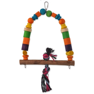 Houpačka BIRD JEWEL dřevěná s uzlem barevná 32cm