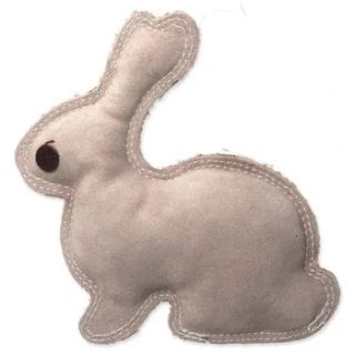 Hračka DOG FANTASY Dura-fused kůže a juta králík malý pískací 20cm