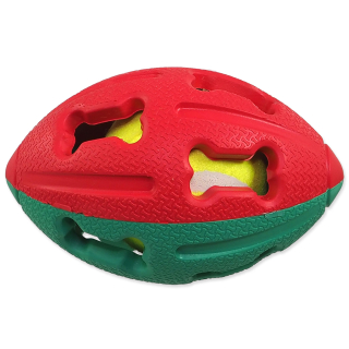 Míček DOG FANTASY gumový rugby tenisákem mix barev 12,5cm