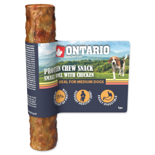 ONTARIO Protein žvýkací pamlsek malá rolka s kuřecím 12,7cm