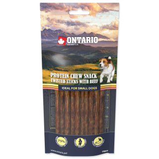 ONTARIO Protein žvýkací pamlsek točené tyčinky s hovězím 10 ks 12,7cm