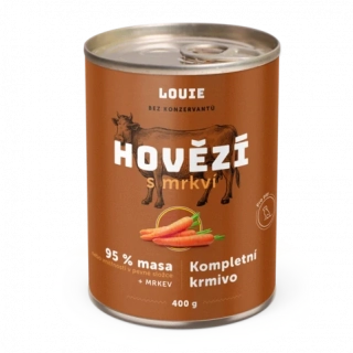 Konzerva Louie hovězí s mrkví, vitamíny a minerály 400g
