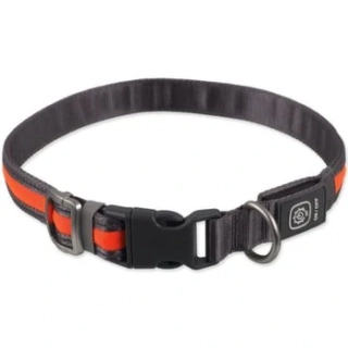 Obojek Dog Fantasy USB LED nylonový svítící M-L oranžový 2,5x45-65cm