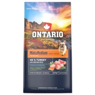 Ontario Mini & Medium Weight Control Turkey & Brown Rice 6,5 kg