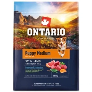 Ontario Puppy Medium Lamb & Brown Rice 2,25 kg