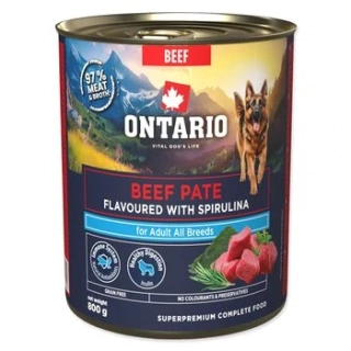 Konzerva Ontario Adult hovězí pate s příchutí spirulíny 800g