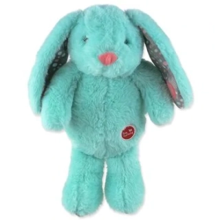 Hračka Dog Fantasy Cuddle zajíček s tlukoucím srdcem tyrkysový 29 cm