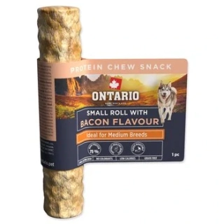 Pochoutka Ontario Protein příchuť slanina, žvýkací rolka malá 1ks 12,7cm