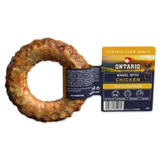Pochoutka Ontario Protein žvýkací bagel s kuřecím 1ks 8,9cm