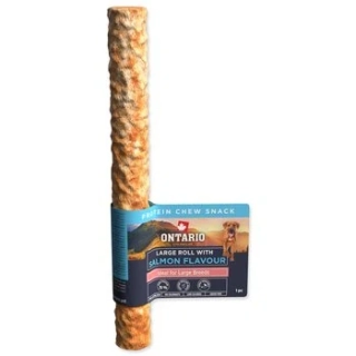 Pochoutka Ontario Protein příchuť losos, žvýkací rolka velká 1ks 25,4cm