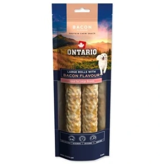 Pochoutka Ontario Protein příchuť slanina, žvýkací rolka velká 2ks 25,4cm