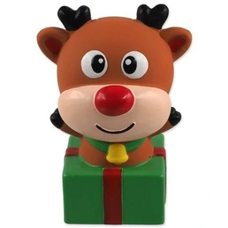 Hračka Dog Fantasy Winter Tale sob s dárečkem latexový pískací 12cm