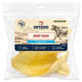 Pochoutka Ontario Pure Nature hovězí uši sušené 2ks