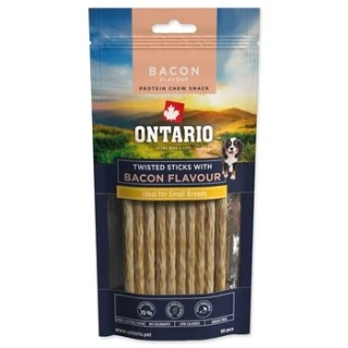 Pochoutka Ontario Protein příchuť slanina, žvýkací točená tyčinka 10ks 12,7 cm